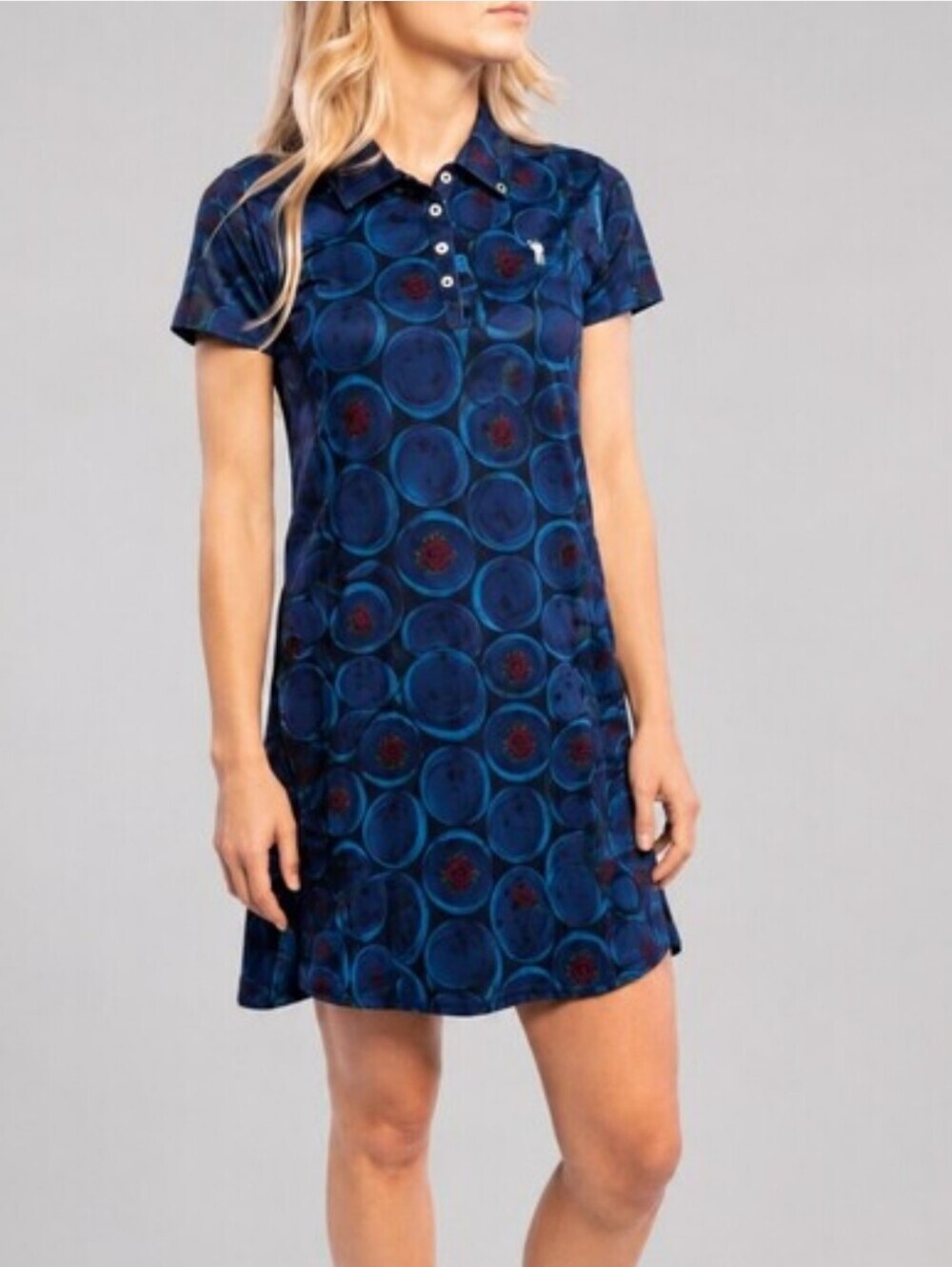 William Murray NEW Golf Big Earner Polo Dress Navy Blue Floral SZ Small Preppy